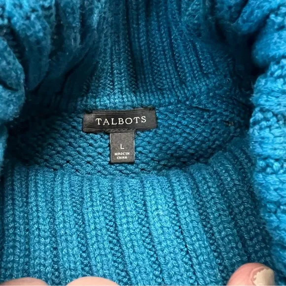 Talbots teal turtleneck sweater SZ LG - Picture 3 of 5